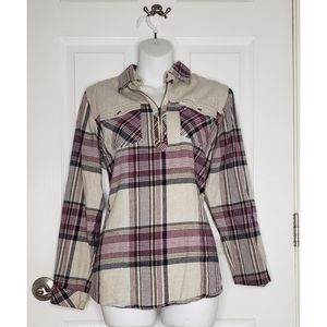 Legendary Whitetails Pull Over Flannel - Red & Tan